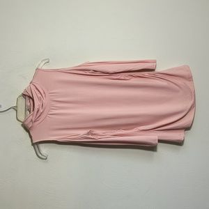 NWT NY & Co 7th Avenue  Pink 3/4 sleeve cold shoulder Ruched pullover top sz M